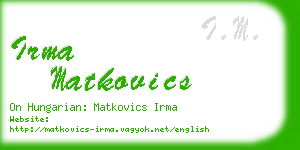 irma matkovics business card